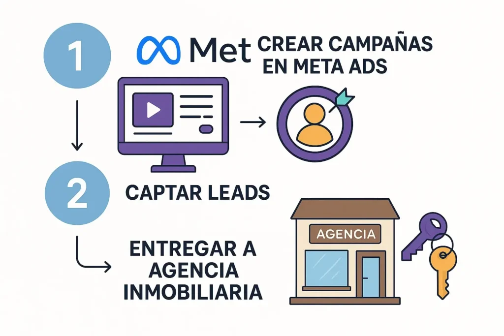 diagrama-meta-ads Esquema paso a paso del método Captadores Inmobiliarios: captar, conectar y cobrar