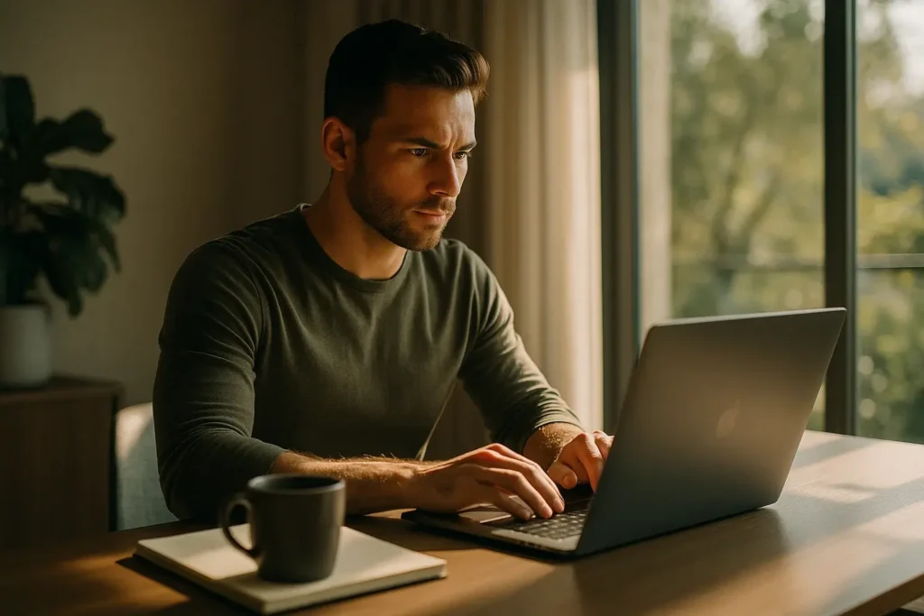 emprendedor trabajando en su casa Emprendedor desde casa para ganar dinero online