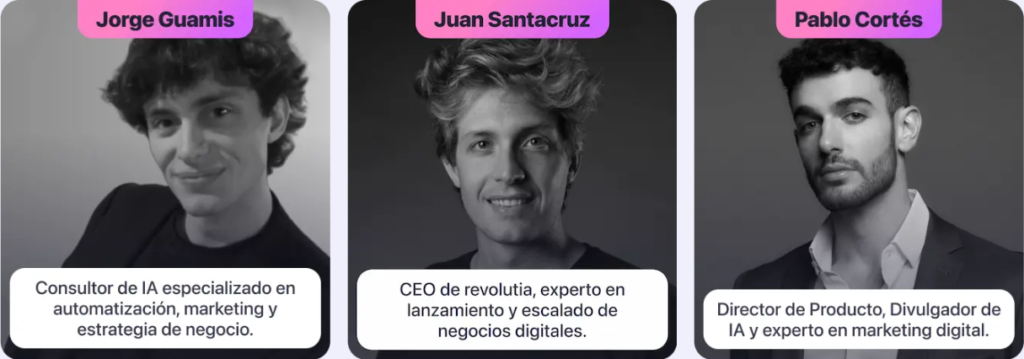 equipo-expertos-inteligencia-artificial-automatizacion-marketing-digital-revolutia-2026.png Equipo de expertos en inteligencia artificial especializados en automatización, marketing digital y estrategia de negocio