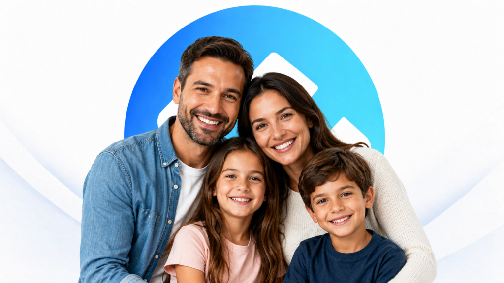 familia-finanzas-personales-vida-real-economia-familiar.png Familia feliz y estable gestionando bien su economía familiar en una imagen sobre finanzas personales para la vida real